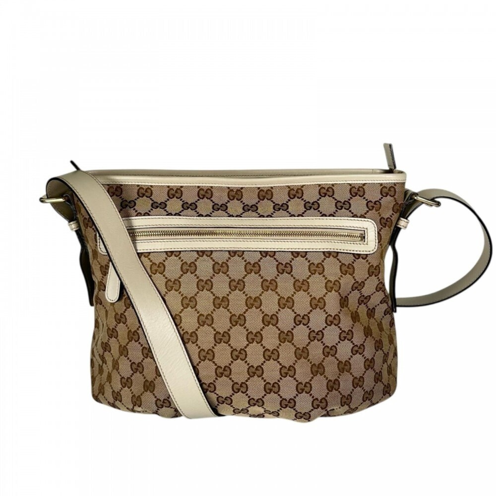 GUCCI Authentic Cream Canvas Shoulder Bag